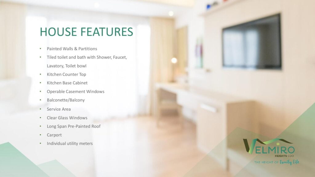 Velmiro Heights CDO House Features