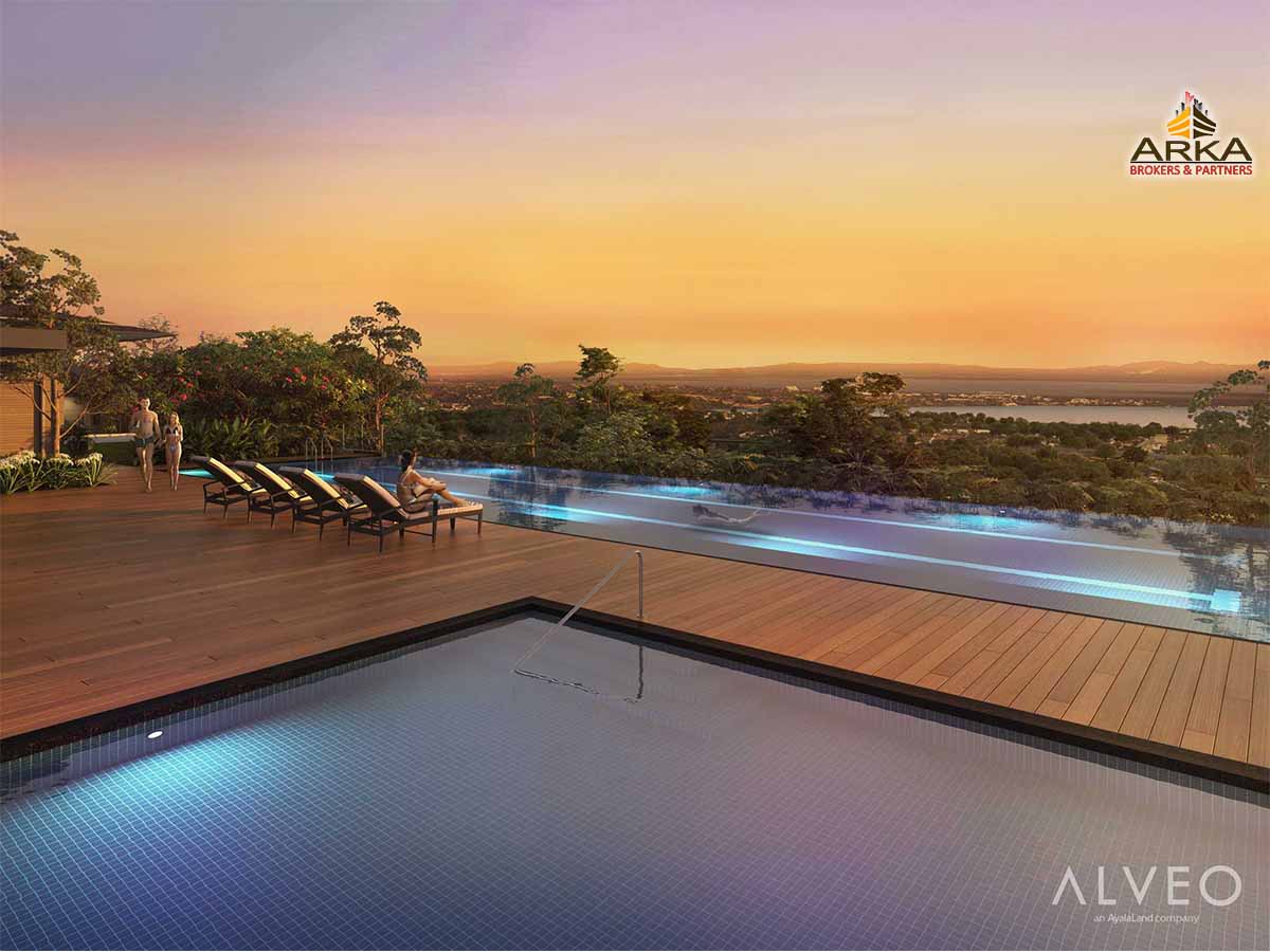 Alveo CDO Bayview Heights Clubhouse Pool Area Dusk GMC ARKA